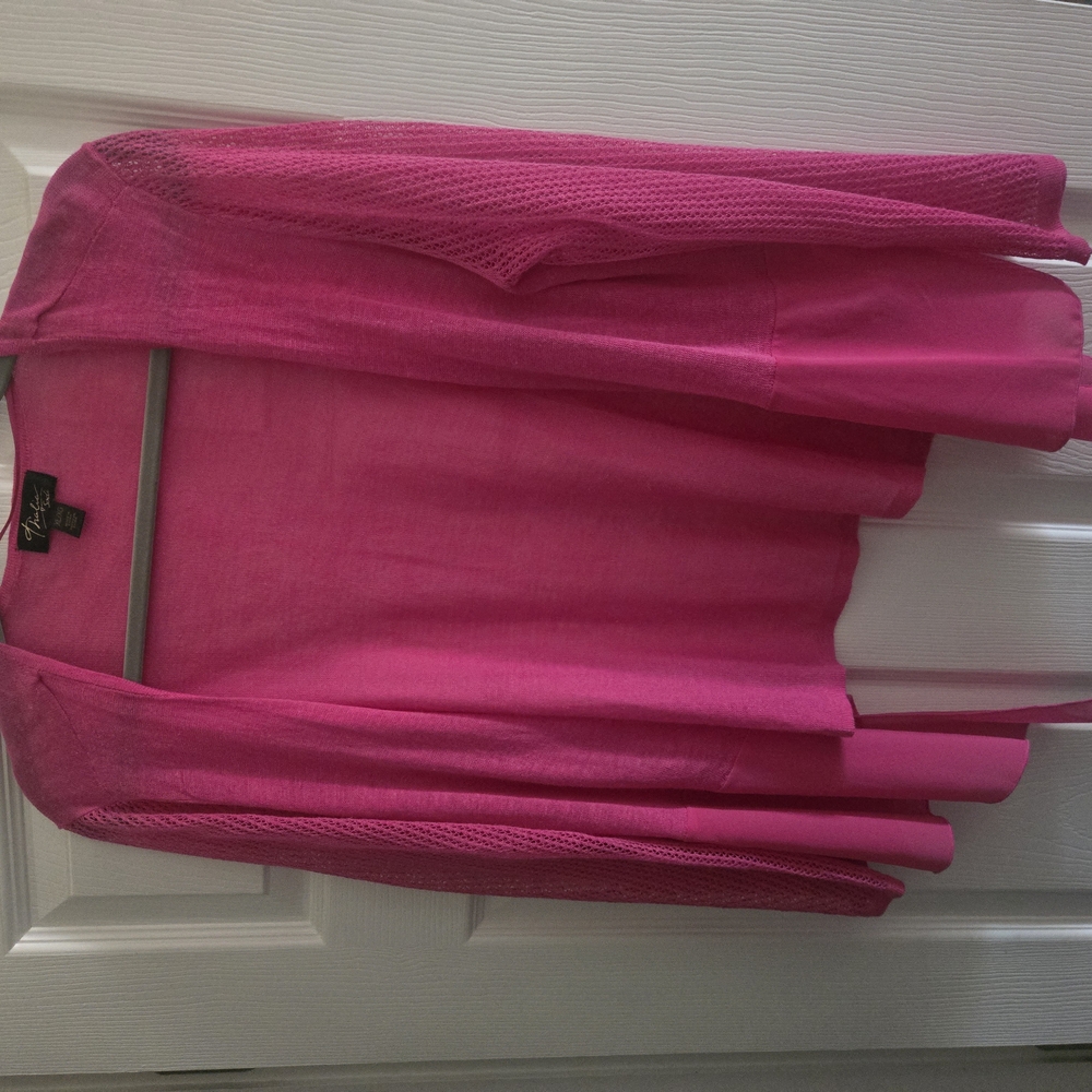 Pink Open-Front Cardigan